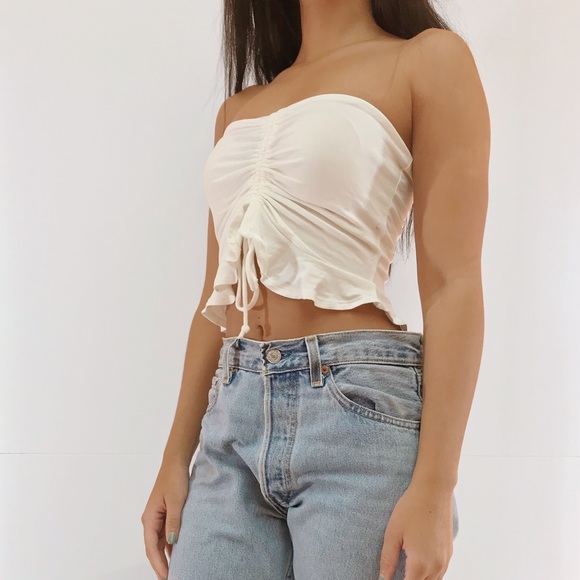 Scrunch Strapless Crop Top - Picture 2 of 3